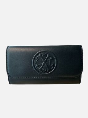 Christian Lacroix Black Leather Card & Key Holder with Gold Hardware